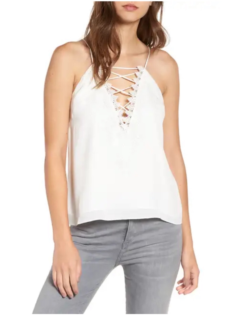 BNWOT! WAYF White Lace-Up V-Neck Cami